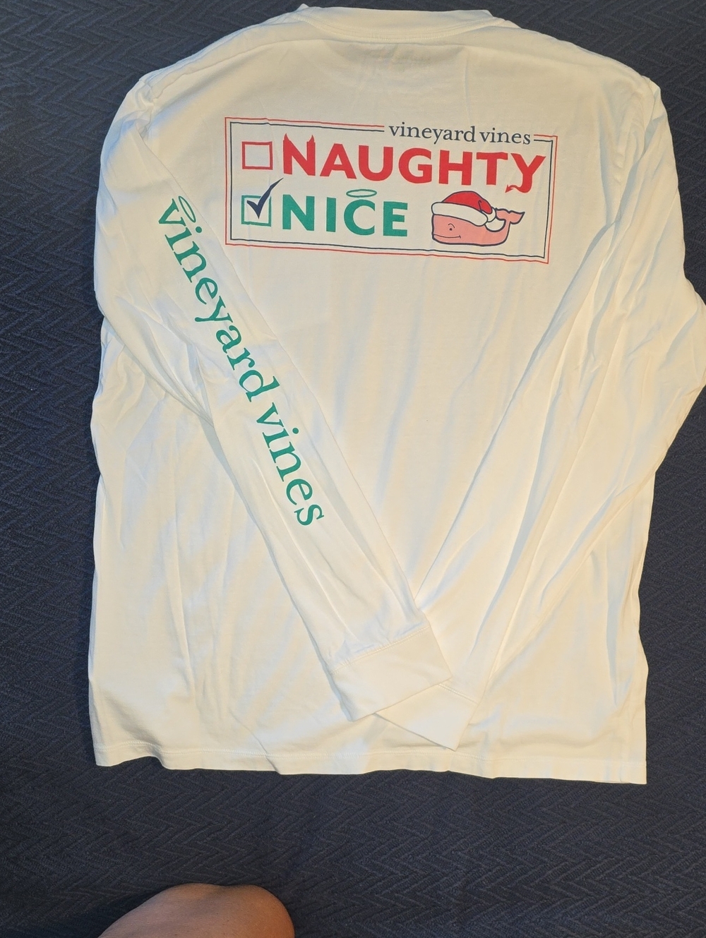 Vineyard Vines White Long-Sleeve 'Naughty Nice' Graphic Tee